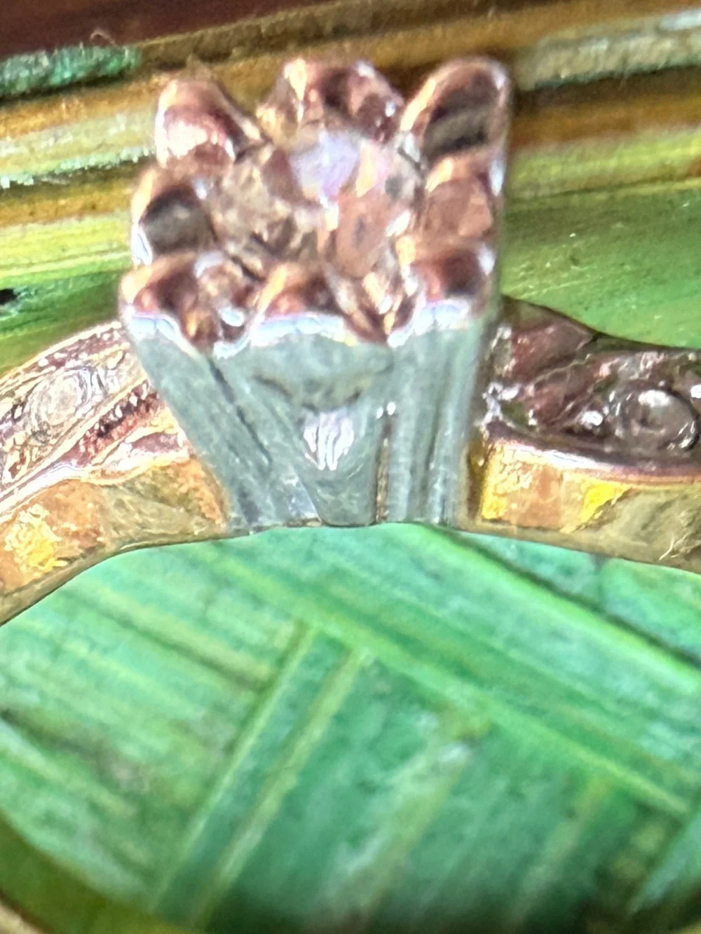 Classic Two-Tone Floral Clear Stone Accent Ring